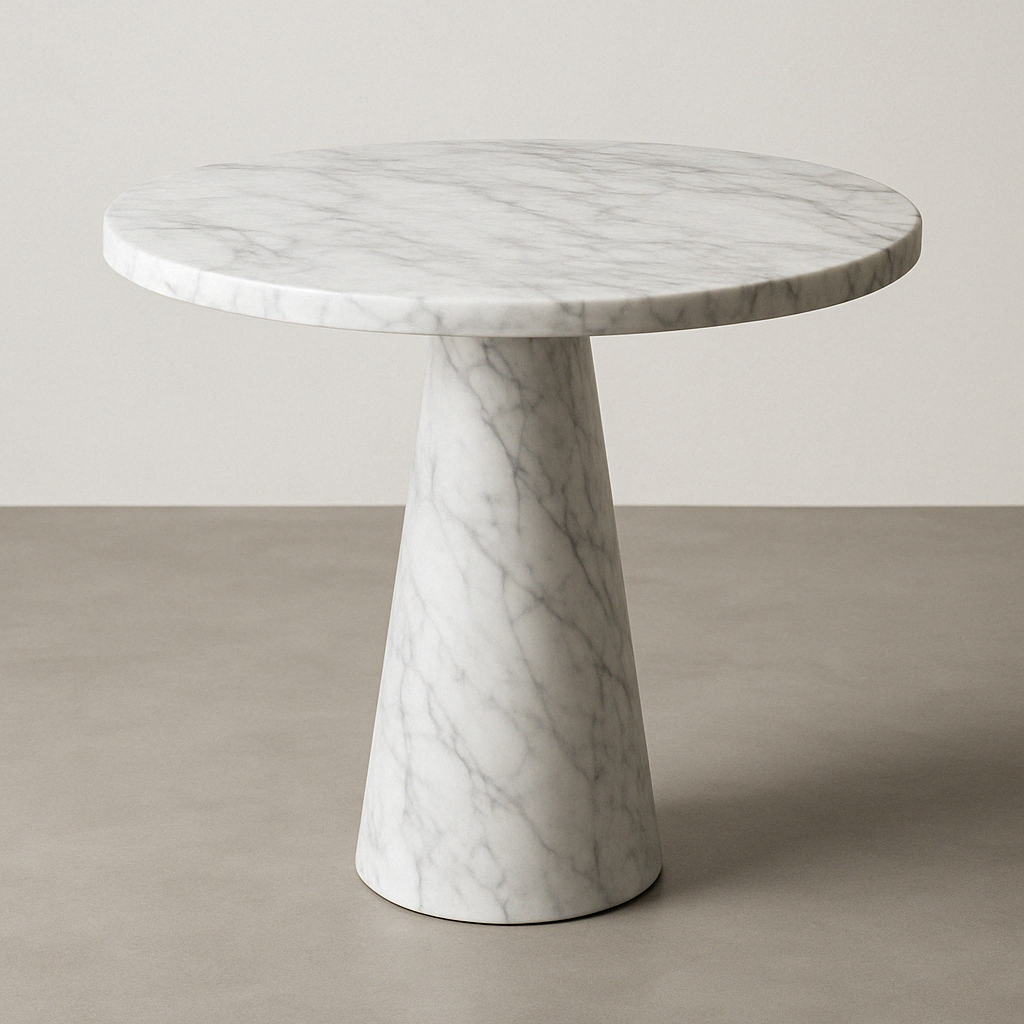 Lunaria carrara marble side table from aurora marble, handmade end table. all natural marble