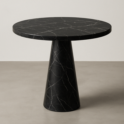 Lunaria nero marquina marble side table from aurora marble, handmade end table.