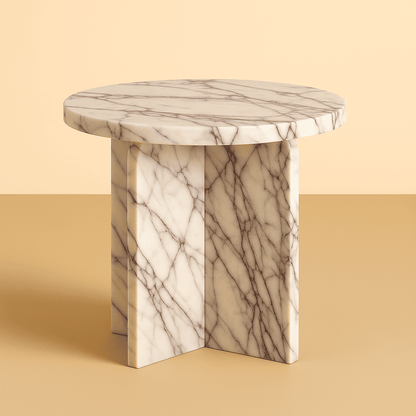 Marble side table on a beige background by aurora marble