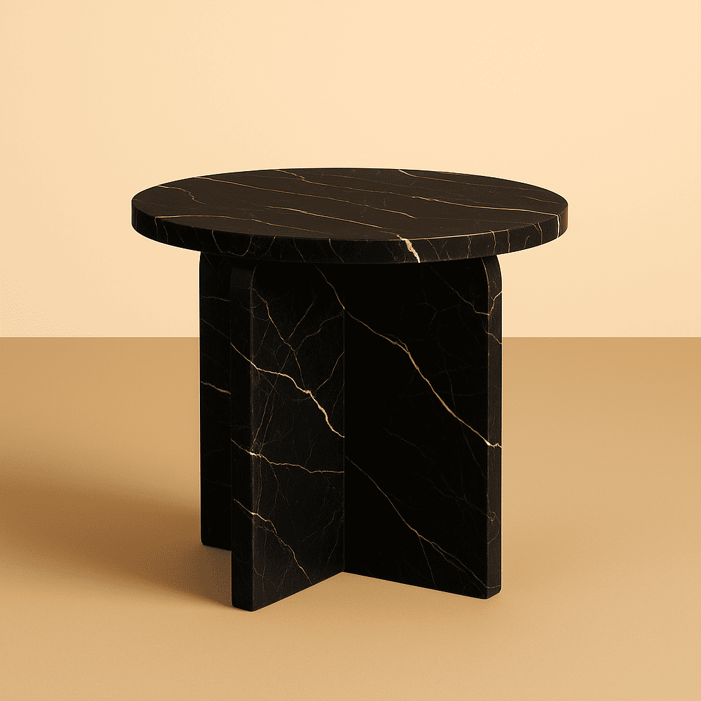 Marble side table on a beige background by aurora marble