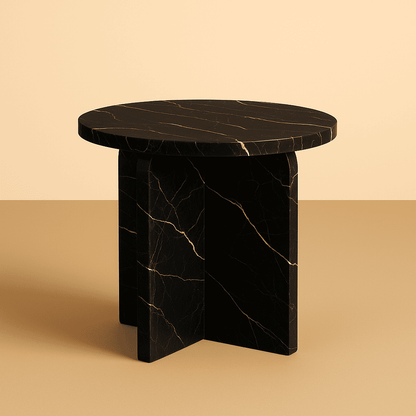 Marble side table on a beige background by aurora marble
