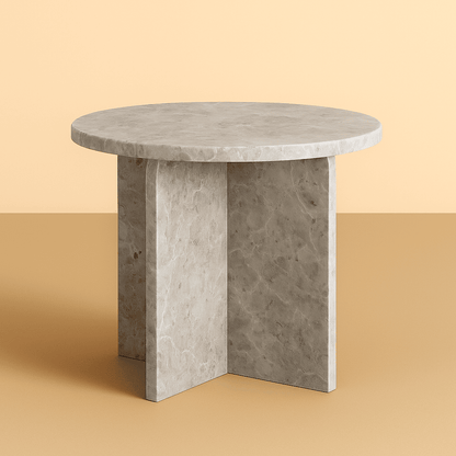 Marble side table on a beige background by aurora marble