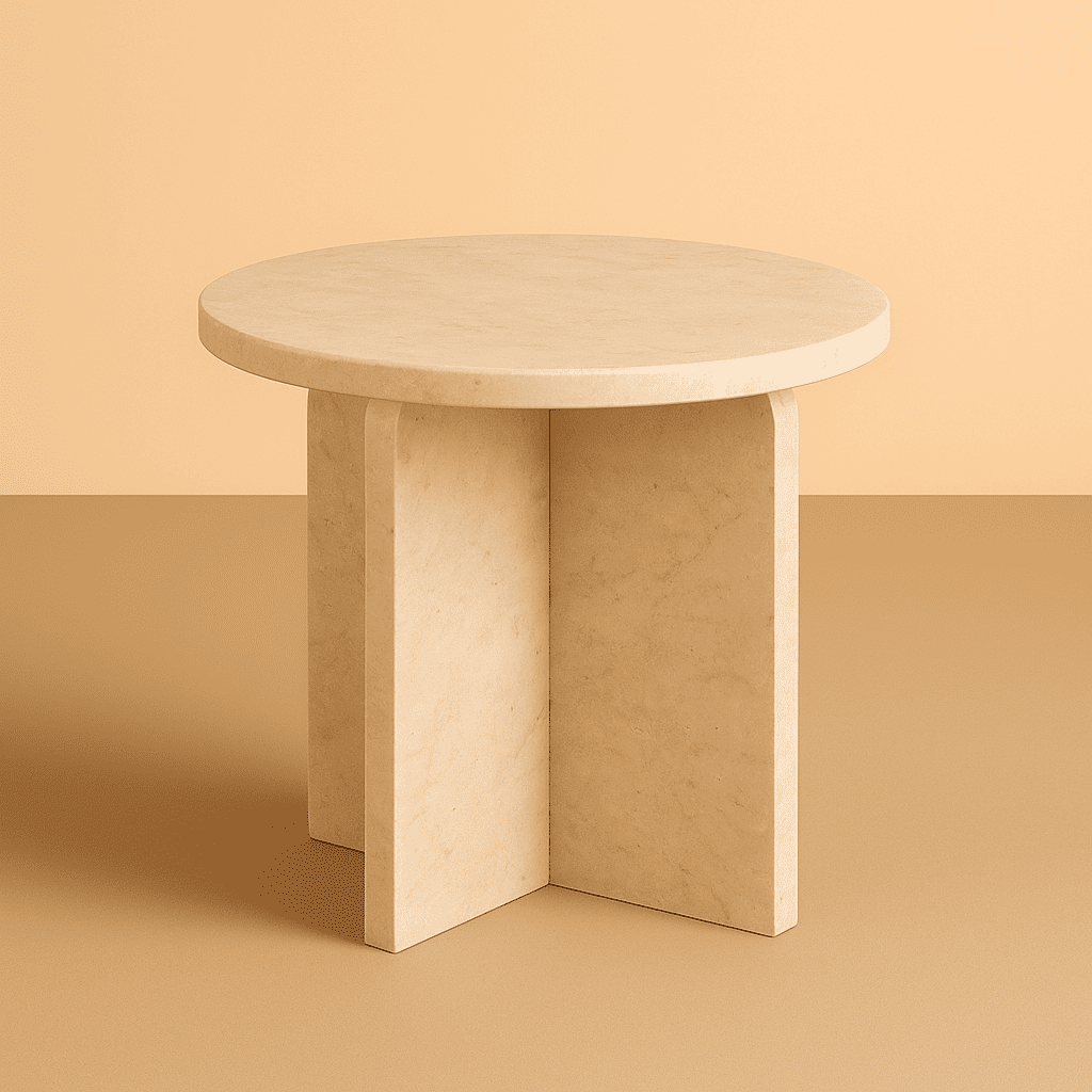 Marble side table on a beige background by aurora marble