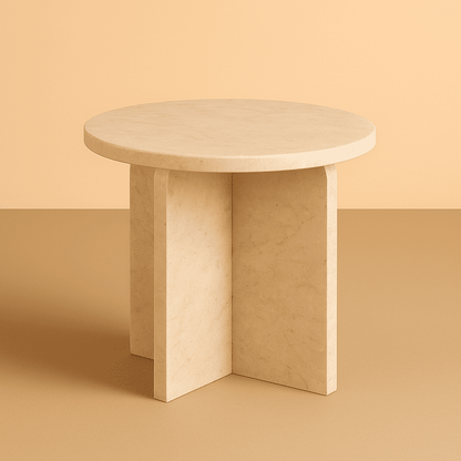 Marble side table on a beige background by aurora marble