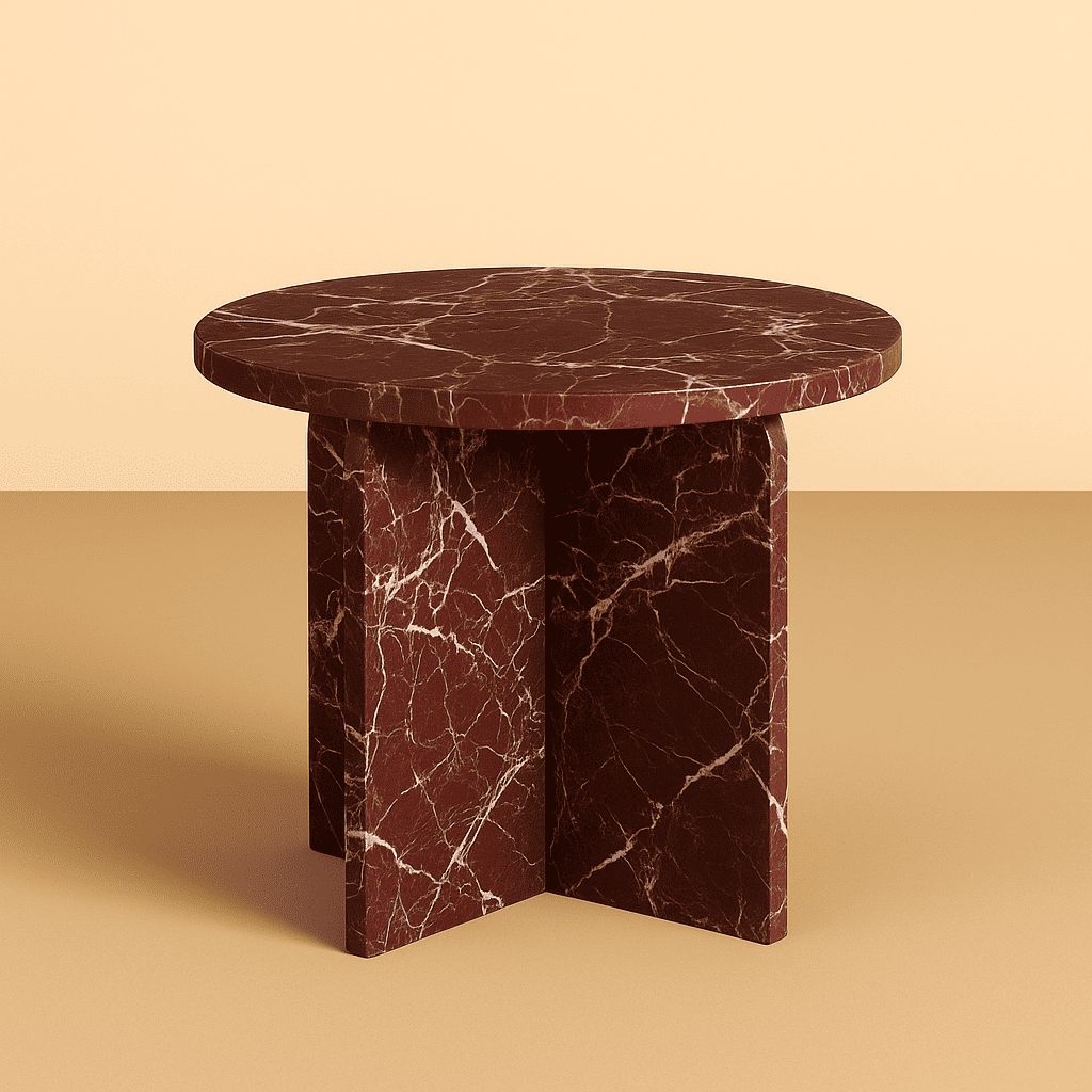 Marble side table on a beige background by aurora marble