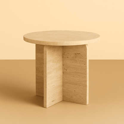Marble side table on a beige background by aurora marble