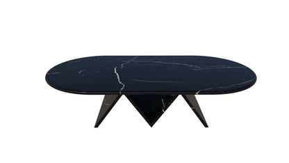Black marble coffee table with a white background
