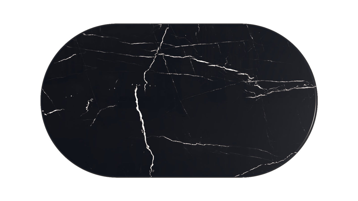 Black marble placemat with white veins on a white background nero marquna 