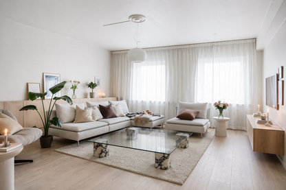 SPÖKE Glass top marble coffee table