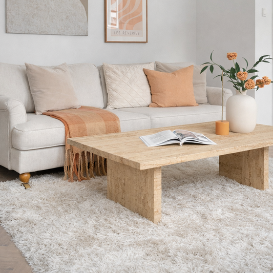 coffee table made of travertine marble
