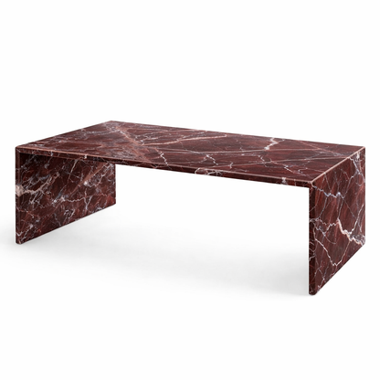 Marble coffee table with a red and white pattern on a white background Rosso Levanto
