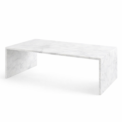 White marble coffee table on a white background