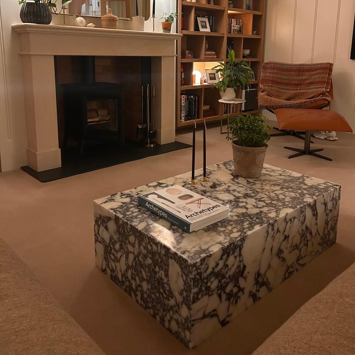 KLIPPEN marble plinth coffee table - minimalist Nordic design
